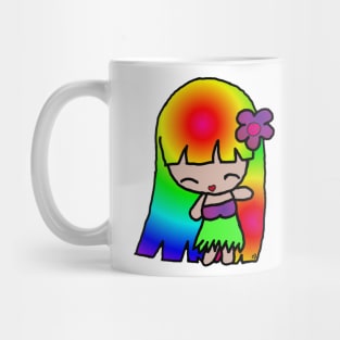 Kawaii Rainbow Hula Girl Mug